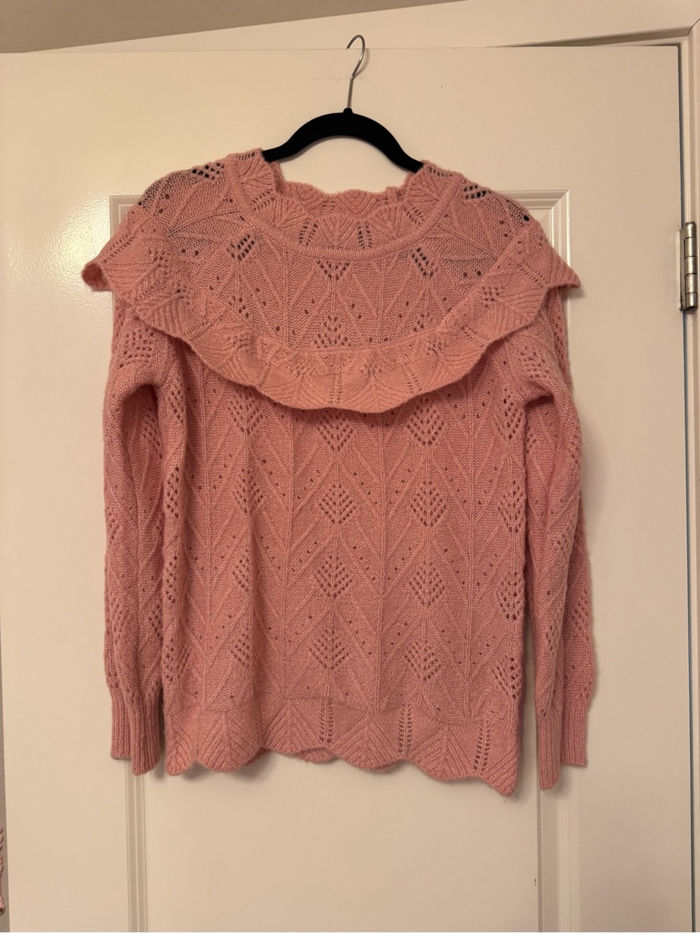 Pink Ruffled Knit Sweater - Women